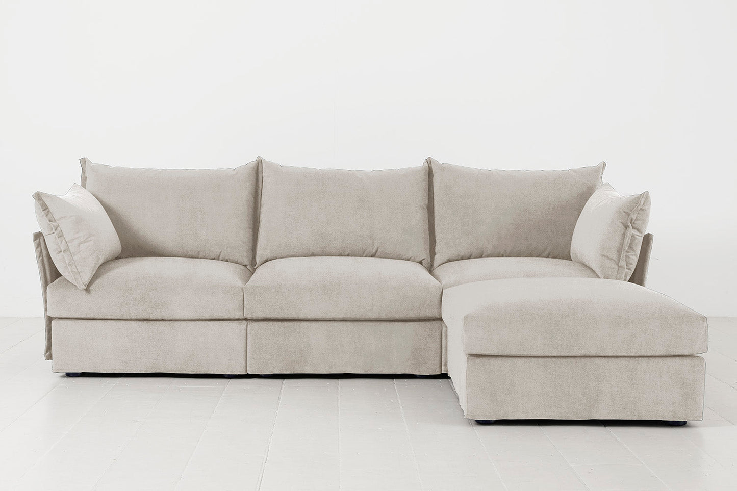 Dreisitzer-Ecksofa Model 06 mit Ecke rechts, Kreideweiß