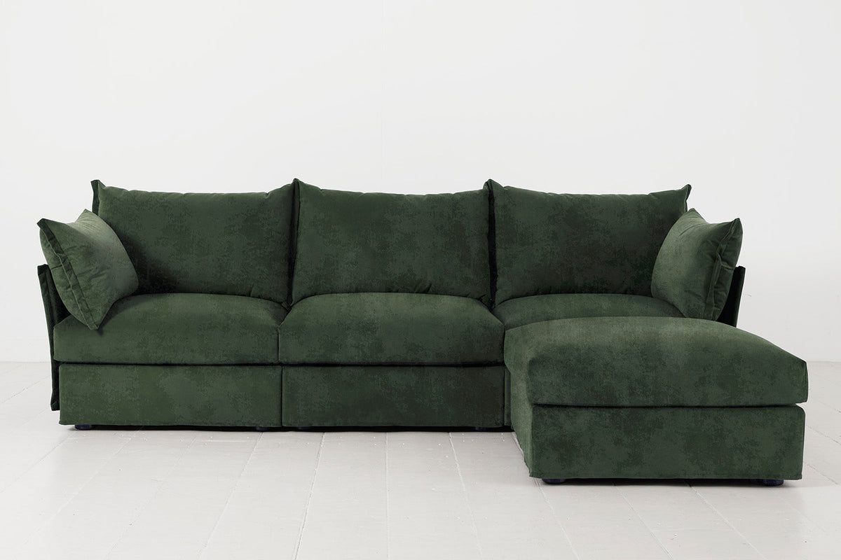 Dreisitzer-Ecksofa Model 06 mit Ecke rechts, Tannengrün