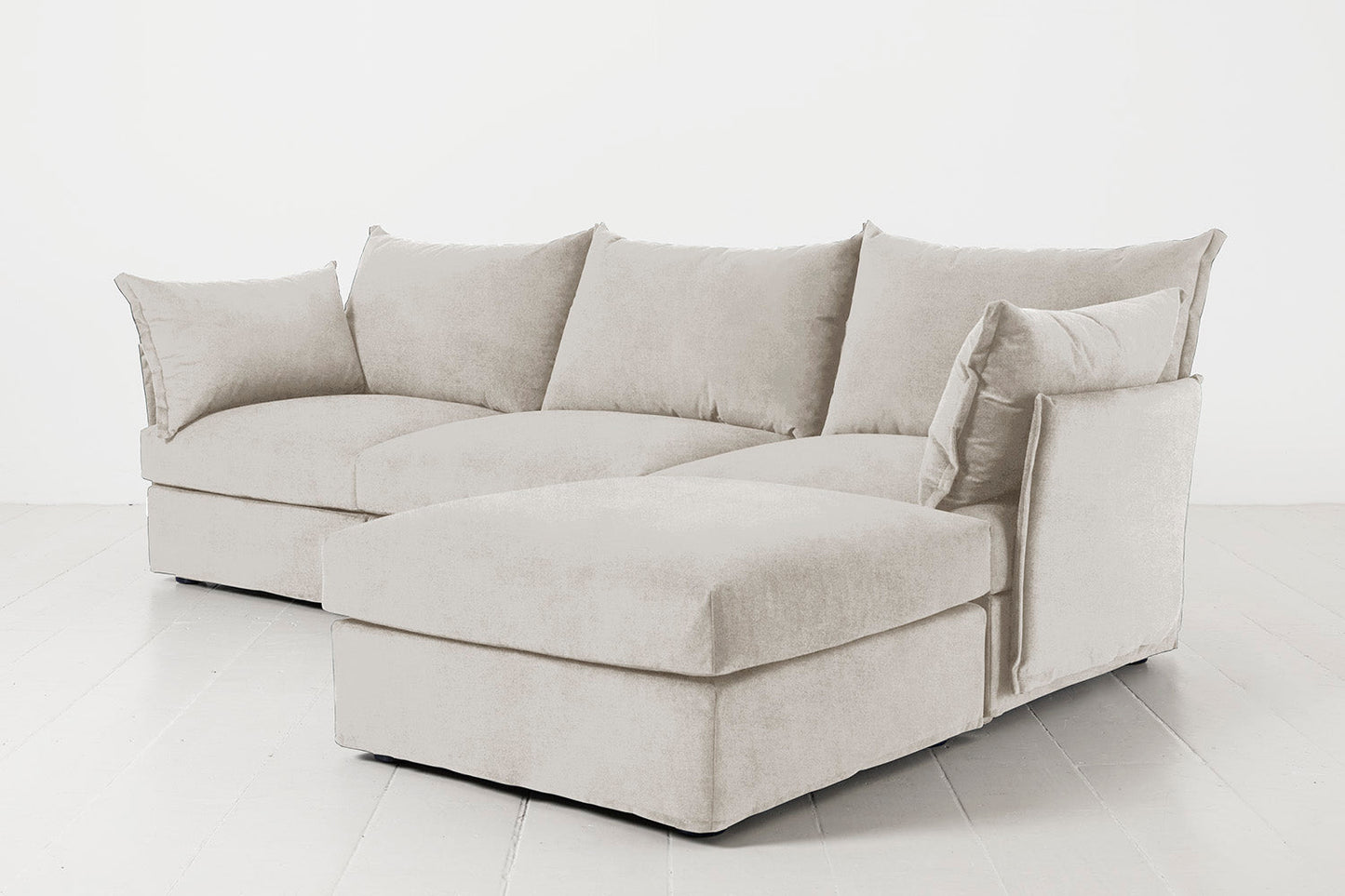 Dreisitzer-Ecksofa Model 06 mit Ecke rechts, Kreideweiß