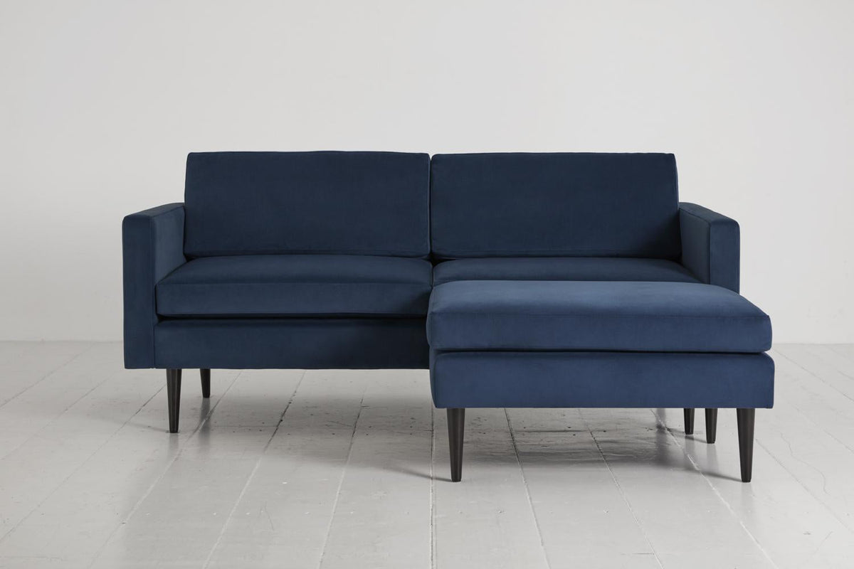Model 01 Zweisitzer Sofa mit Hocker, Blaugrün