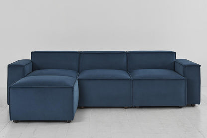 Dreisitzer-Sofa Model 03 mit Chaiselongue links, Blaugrün