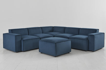 Ecksofa Model 03 mit Polsterhocker, Blaugrün