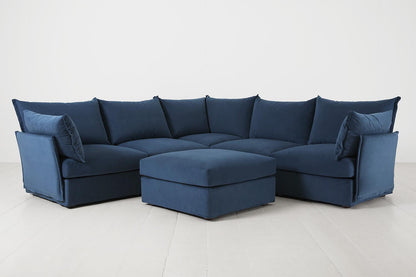 Ecksofa Model 06 mit Polsterhocker, Blaugrün