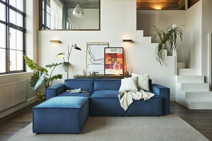 Dreisitzer-Sofa Model 03 mit Chaiselongue links, Blaugrün