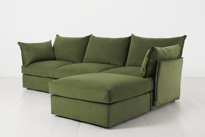 Dreisitzer-Ecksofa Model 06 mit Ecke rechts, Laubgrün