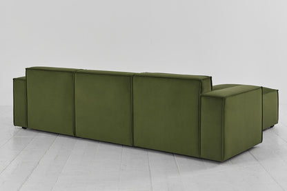 Dreisitzer-Sofa Model 03 mit Chaiselongue links, Laubgrün