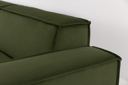 Dreisitzer-Sofa Model 03 mit Chaiselongue links, Laubgrün
