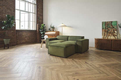 Zweisitzer-Sofa Model 03 mit Chaiselongue rechts, Laubgrün