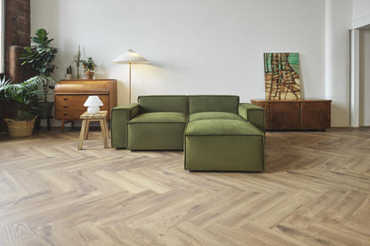 Zweisitzer-Sofa Model 03 mit Chaiselongue rechts, Laubgrün