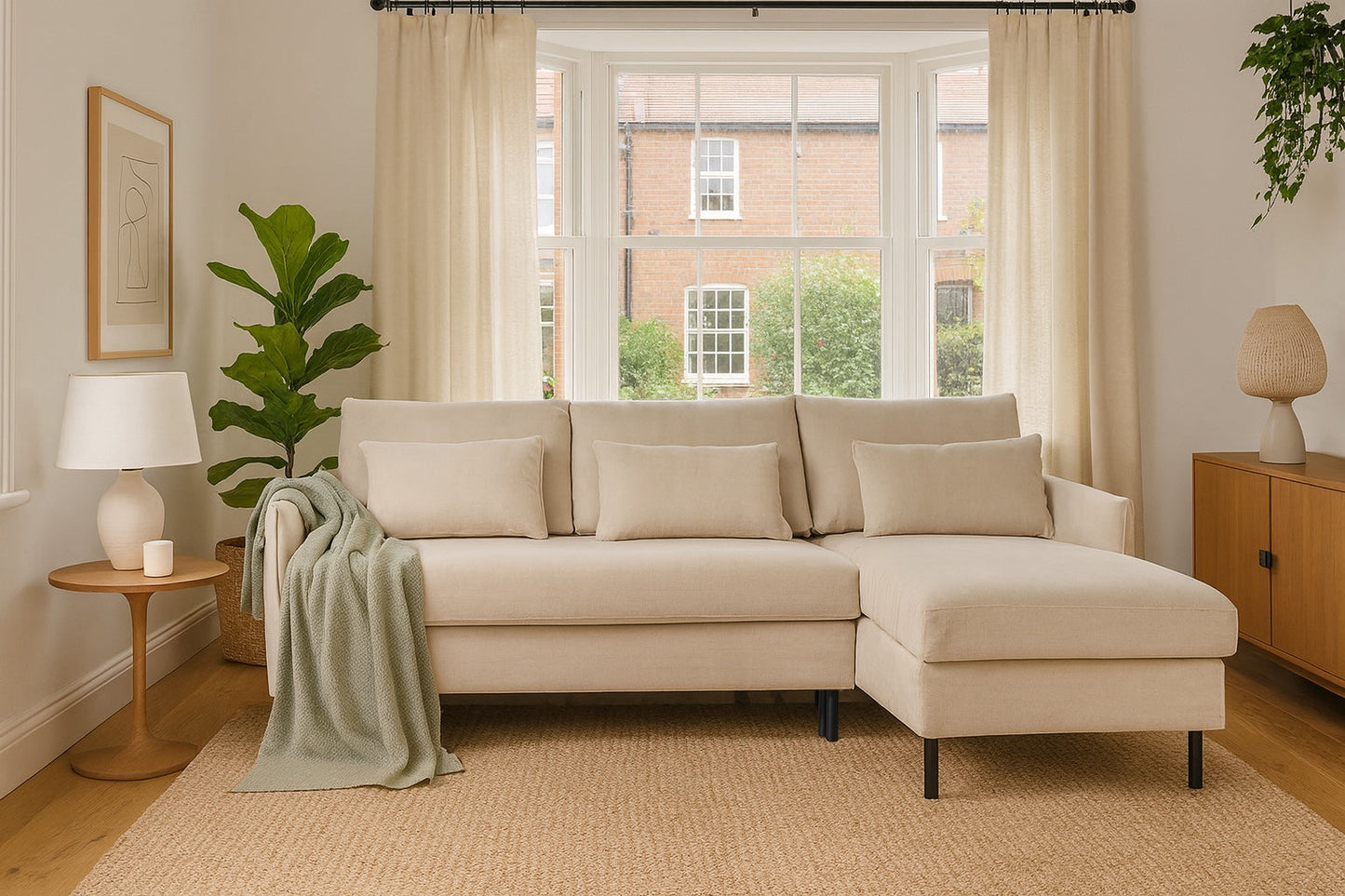 Dreisitzer-Schlafsofa Model 12 mit Chaiselongue rechts