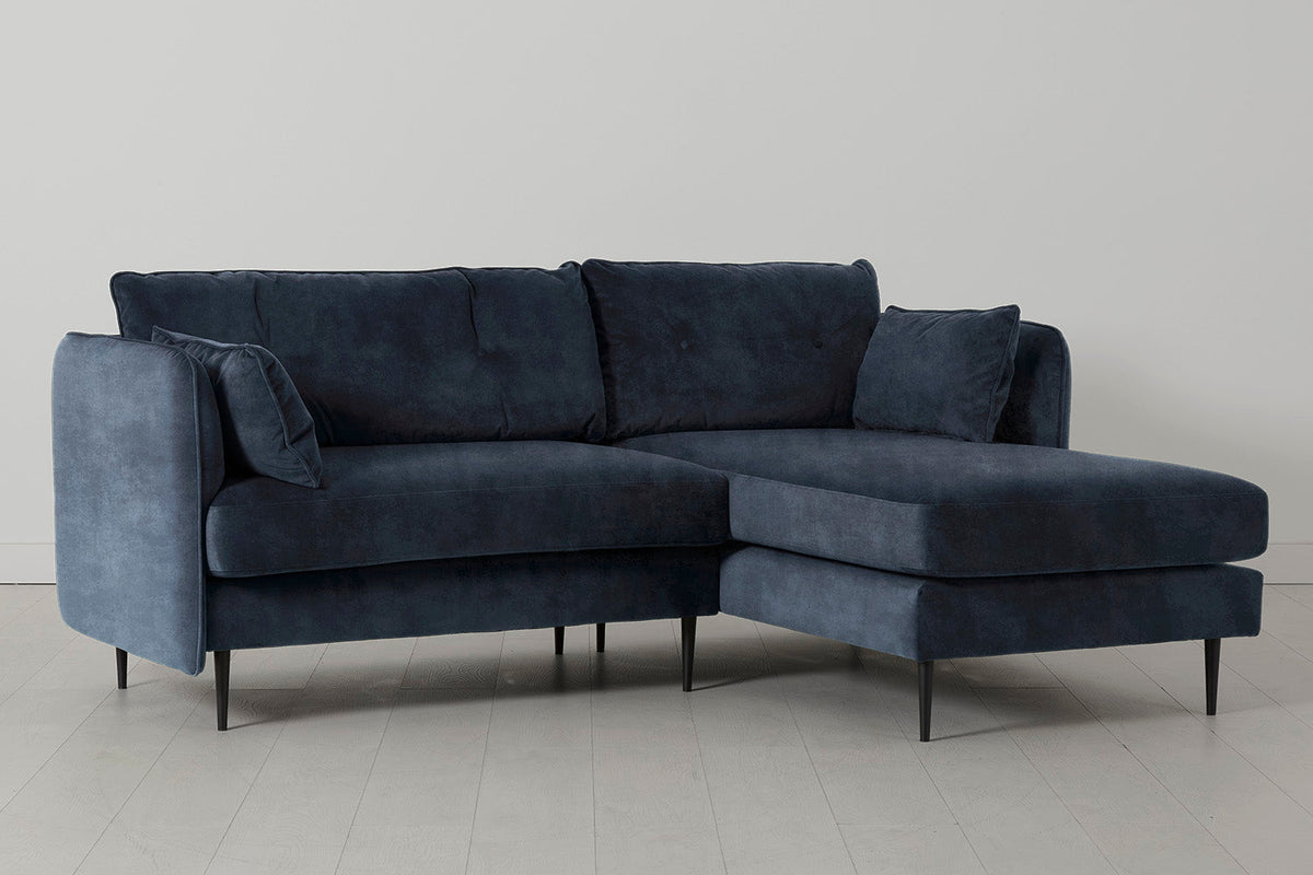 Model 19 3 Seater Right Chaise Sofa, Ocean — side view
