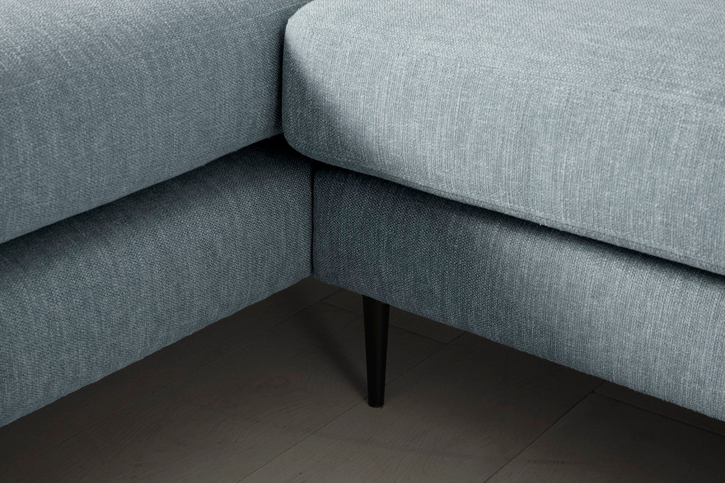 Model 19 Dreisitzer Chaiselongue-Sofa (Rechts), Meerglasblau