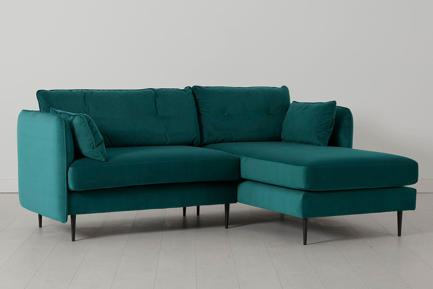 Model 19 Dreisitzer Chaiselongue-Sofa (Rechts), Eisvogelblau