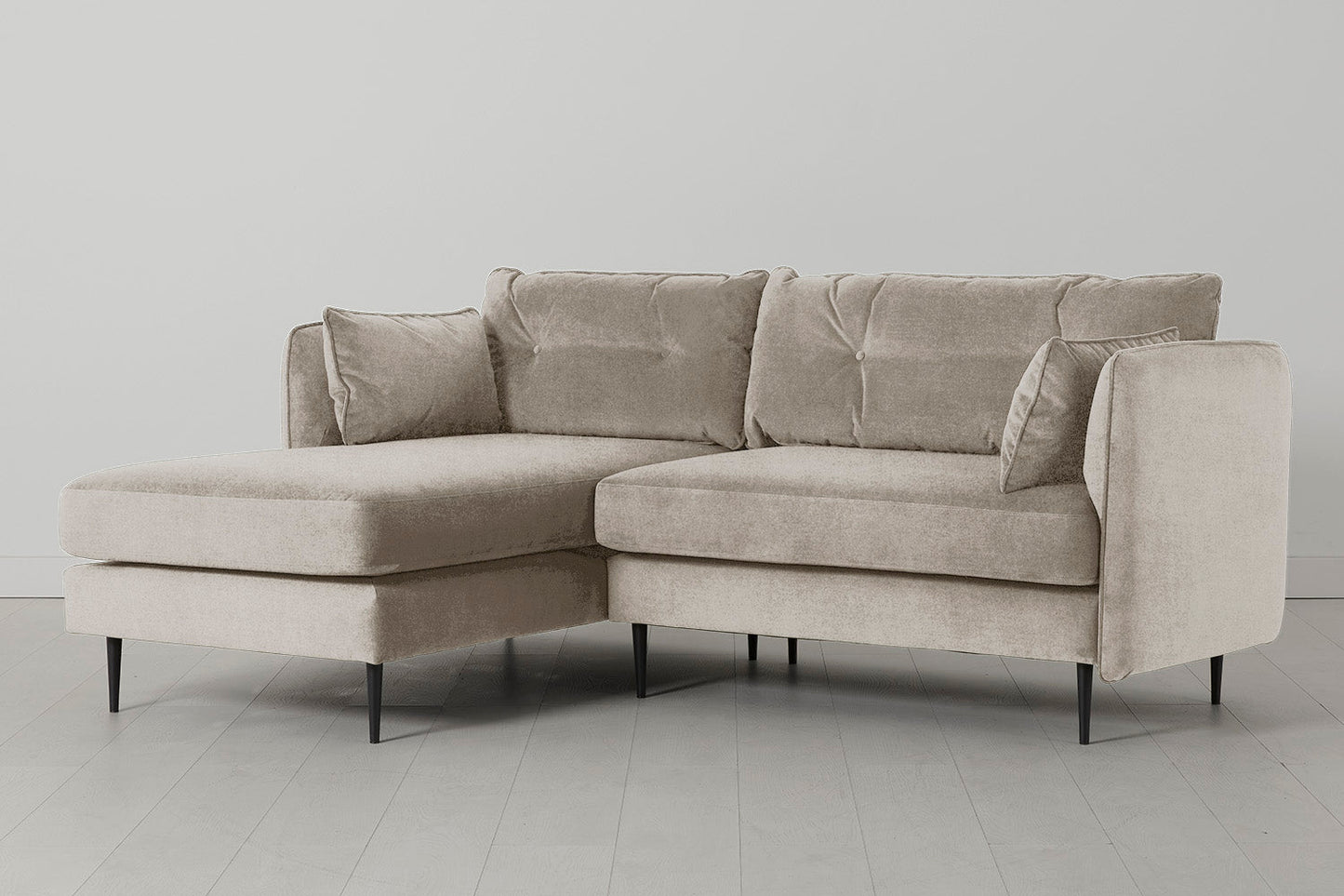 Model 19 Dreisitzer Chaiselongue-Sofa (Links), Kreideweiß