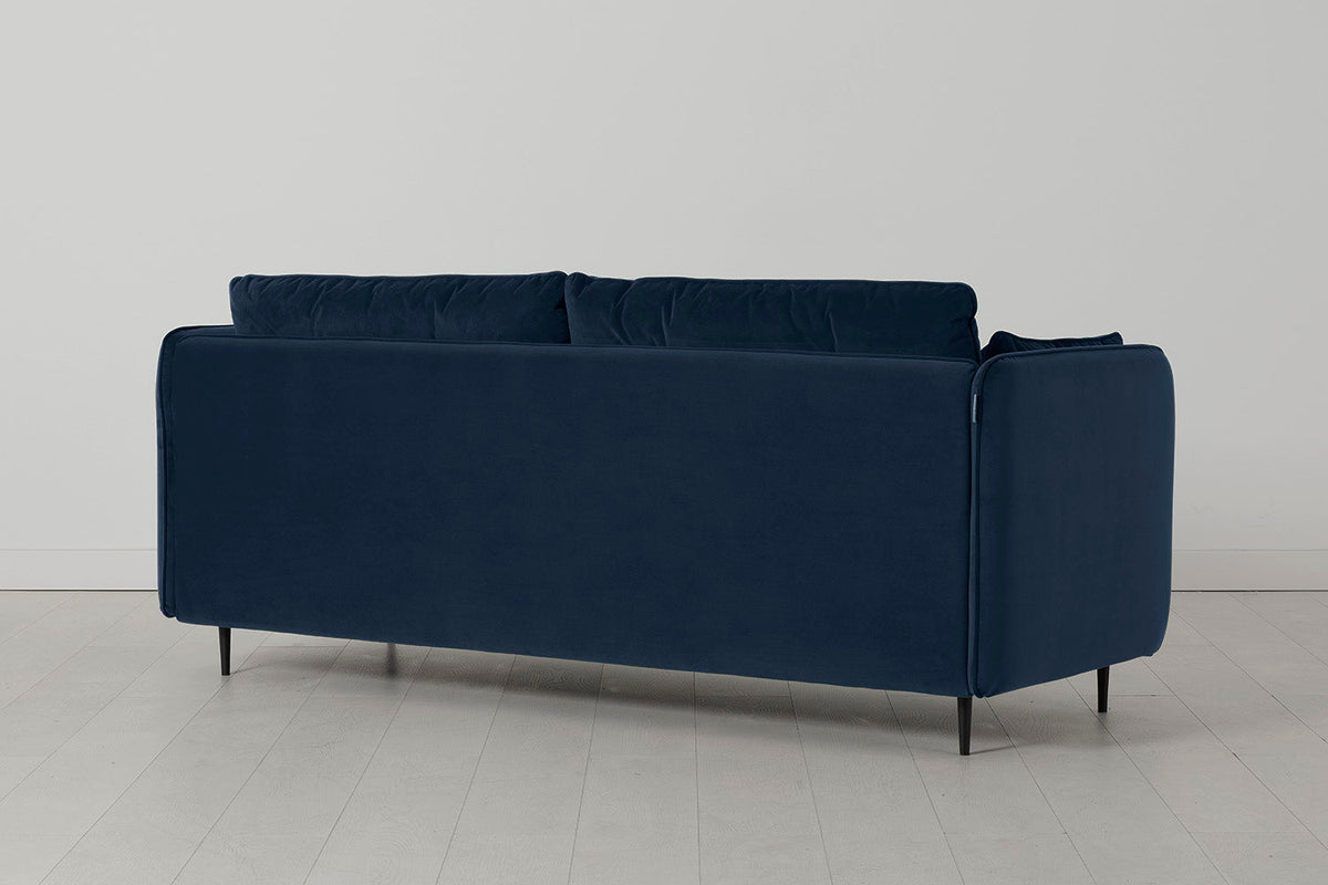 Model 19 Dreisitzer-Sofa mit Polsterhocker, Indigoblau