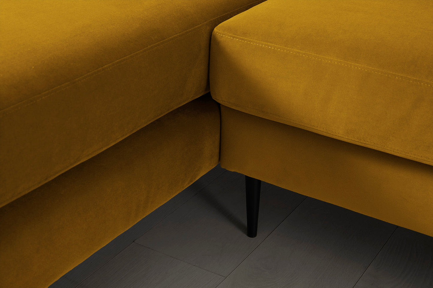 Model 19 Dreisitzer Chaiselongue-Sofa (Links), Senfgelb