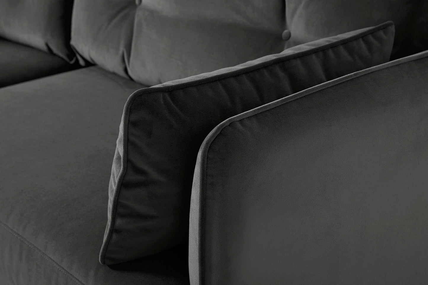Model 19 Dreisitzer Chaiselongue-Sofa (Rechts), Dunkelgrau