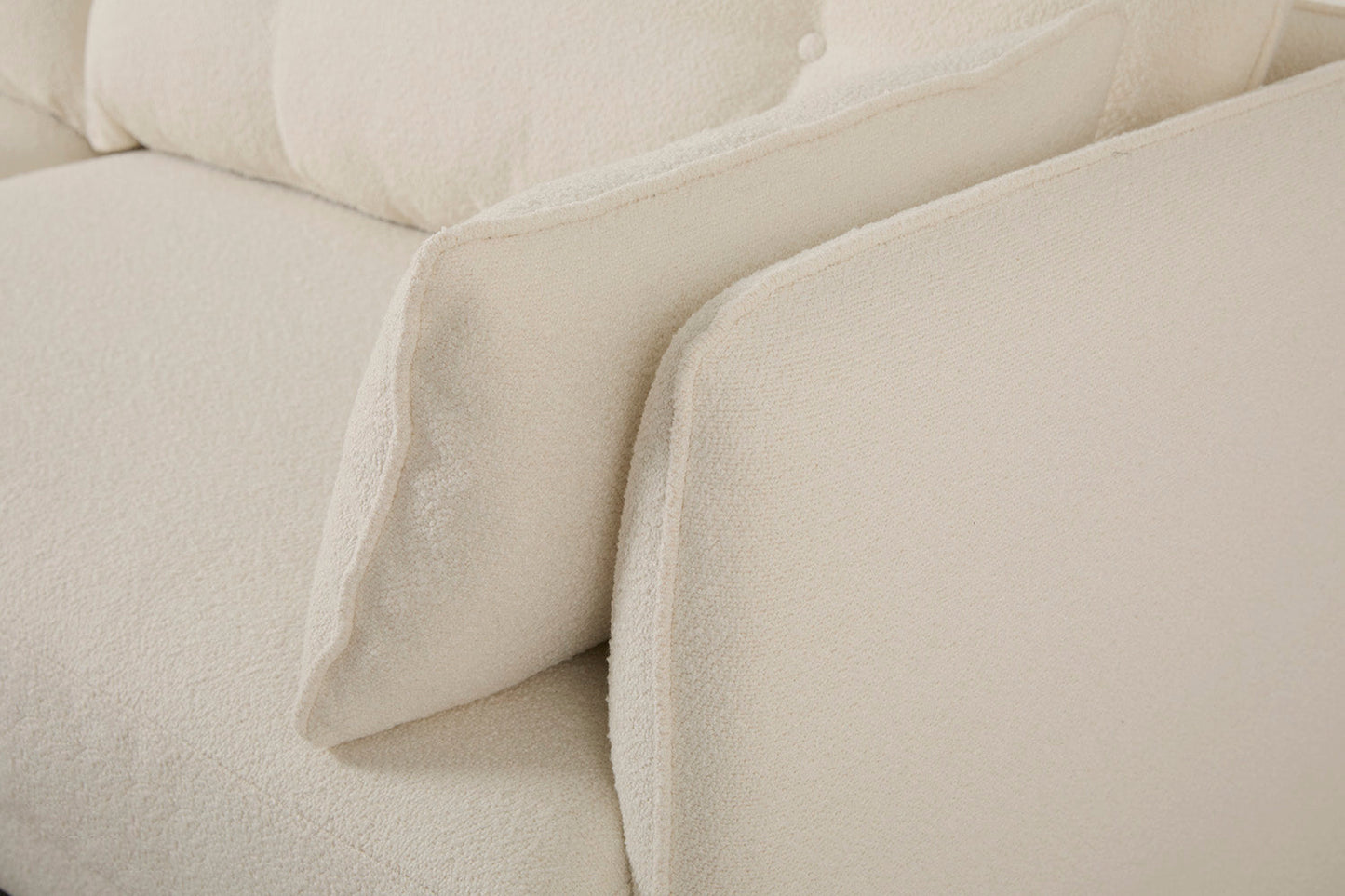 Model 19 Zweisitzer-Sofa mit Polsterhocker, Elfenbeinfarbe