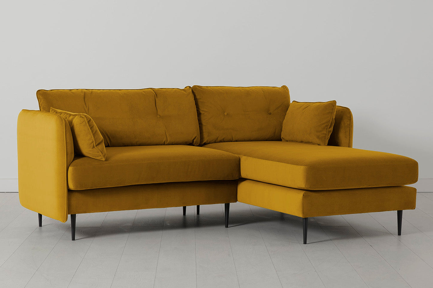 Model 19 Dreisitzer Chaiselongue-Sofa (Rechts), Senfgelb