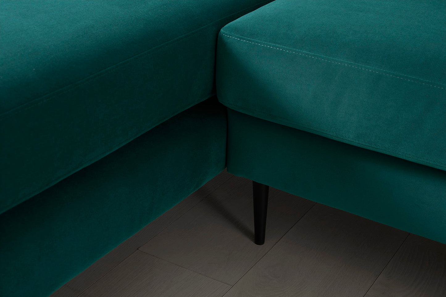 Model 19 Dreisitzer Chaiselongue-Sofa (Rechts), Eisvogelblau