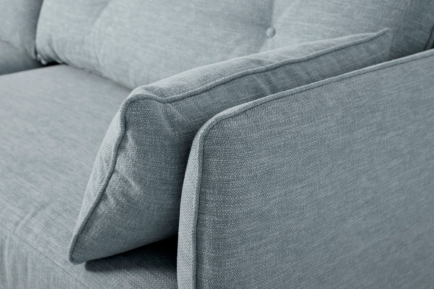 Model 19 Zweisitzer-Sofa mit Polsterhocker, Meerglasblau