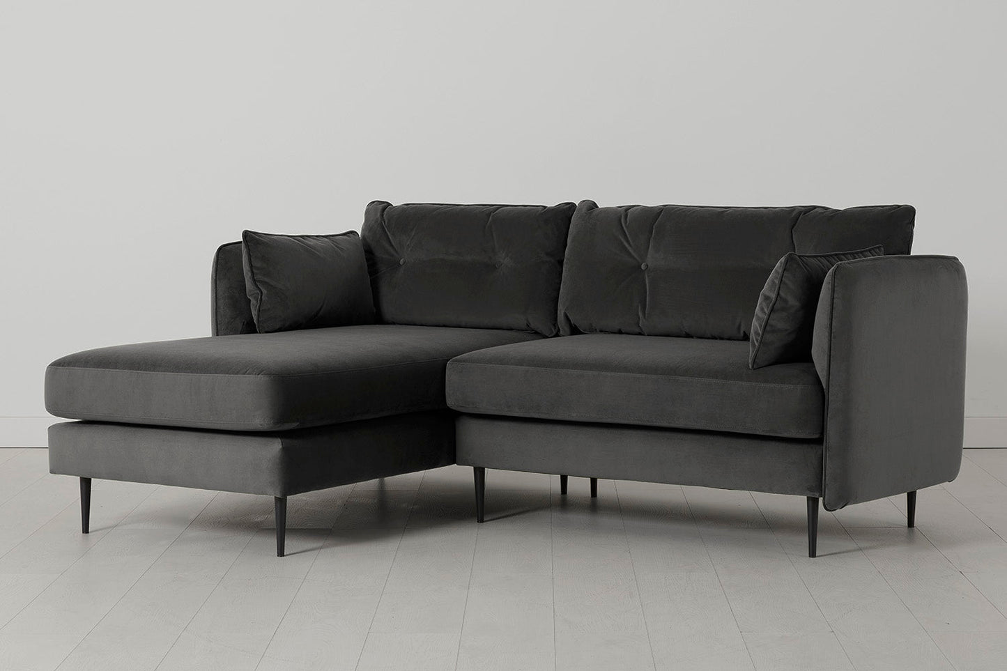 Model 19 Dreisitzer Chaiselongue-Sofa (Links), Dunkelgrau