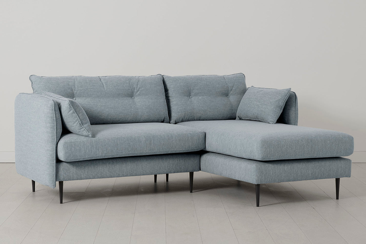 Model 19 Dreisitzer Chaiselongue-Sofa (Rechts), Meerglasblau