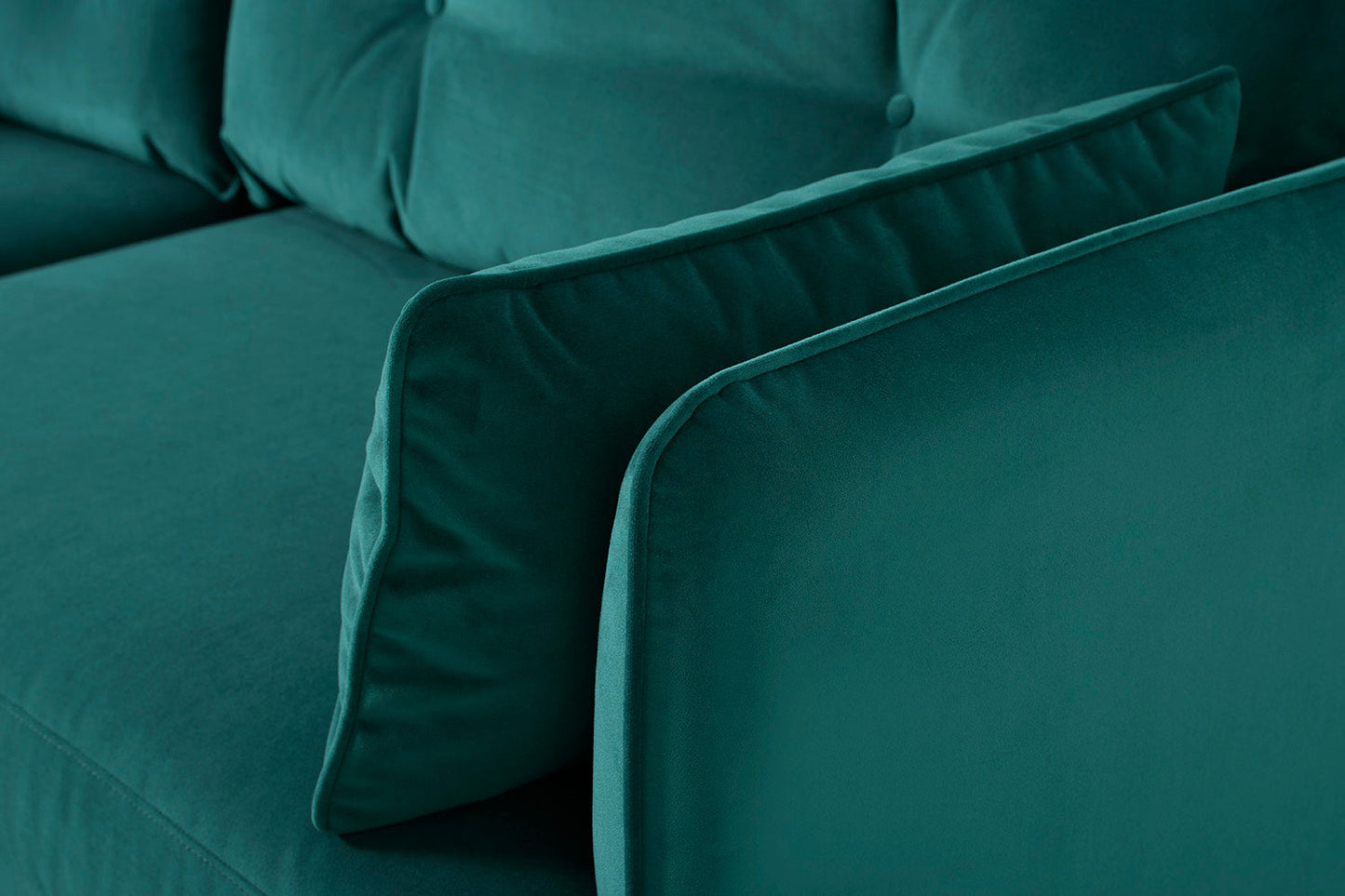Model 19 Dreisitzer-Sofa mit Polsterhocker, Eisvogelblau