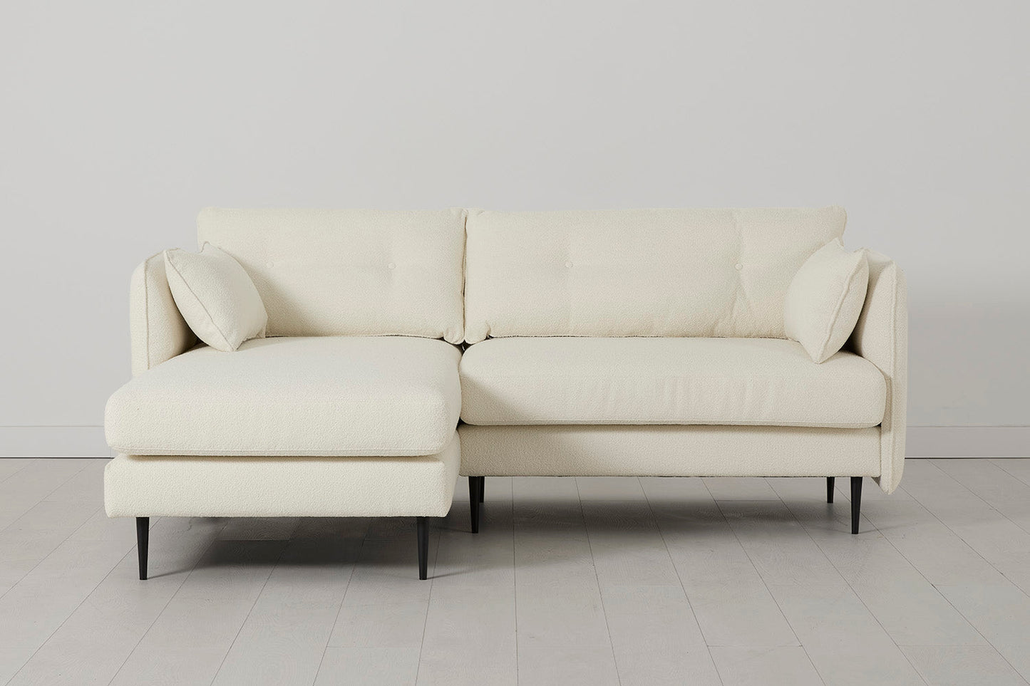 Model 19 Dreisitzer Chaiselongue-Sofa (Links), Elfenbeinfarbe