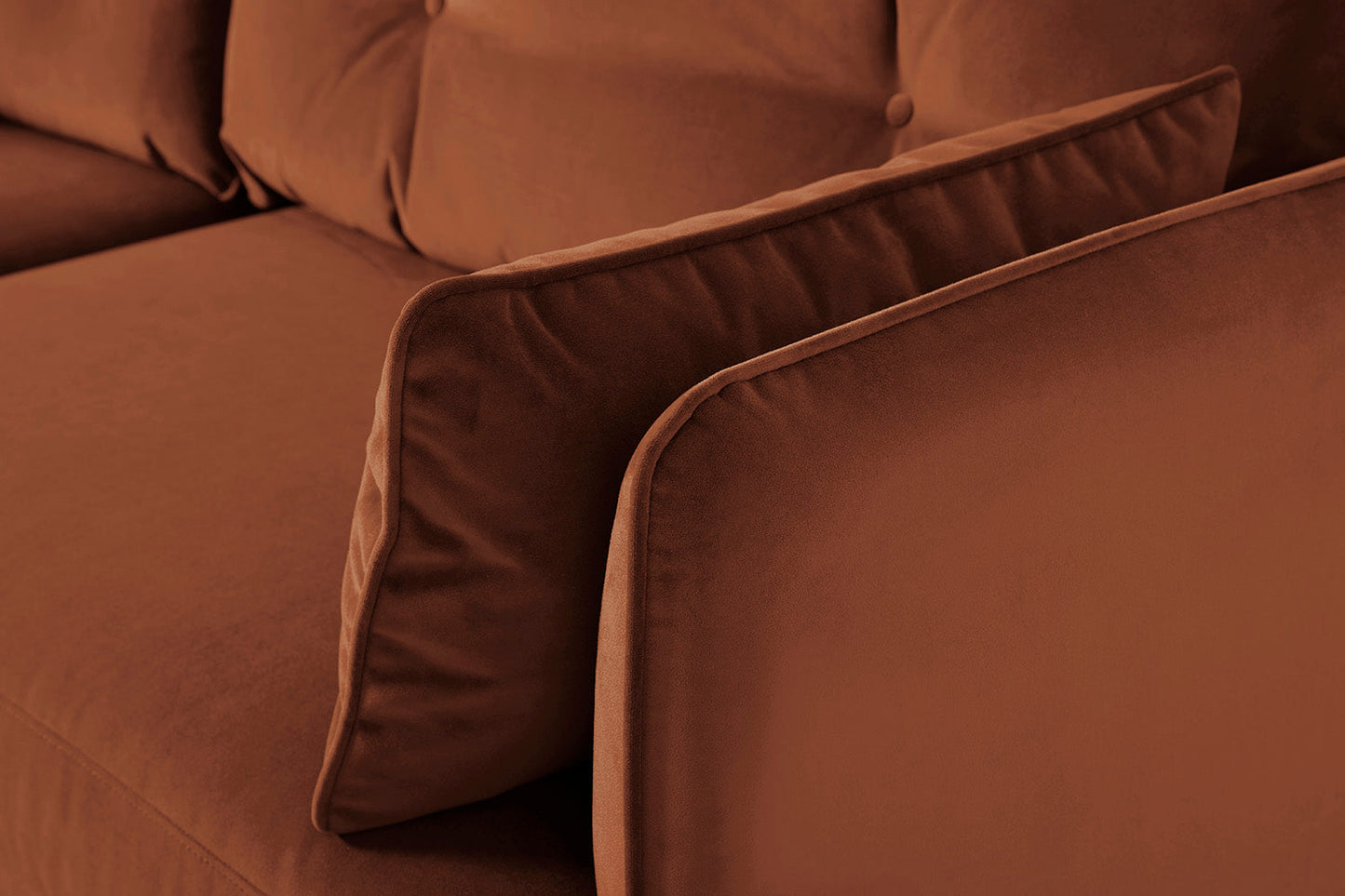 Model 19 Zweisitzer-Sofa mit Polsterhocker, Umbrabraun
