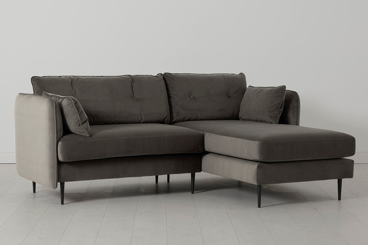 Model 19 3 Seater Right Chaise Sofa, Elephant — side view