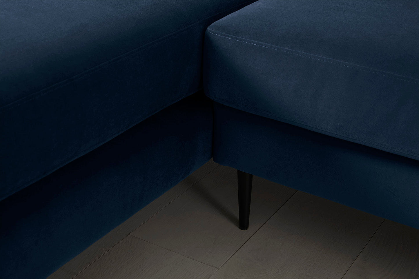 Model 19 Dreisitzer Chaiselongue-Sofa (Links), Indigoblau